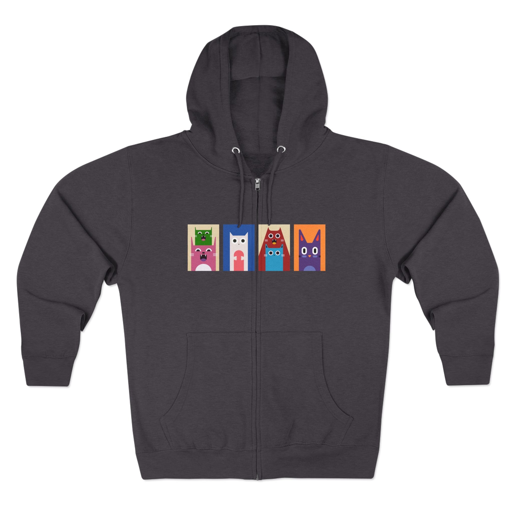 Colorful Cat Panels Zip Hoodie