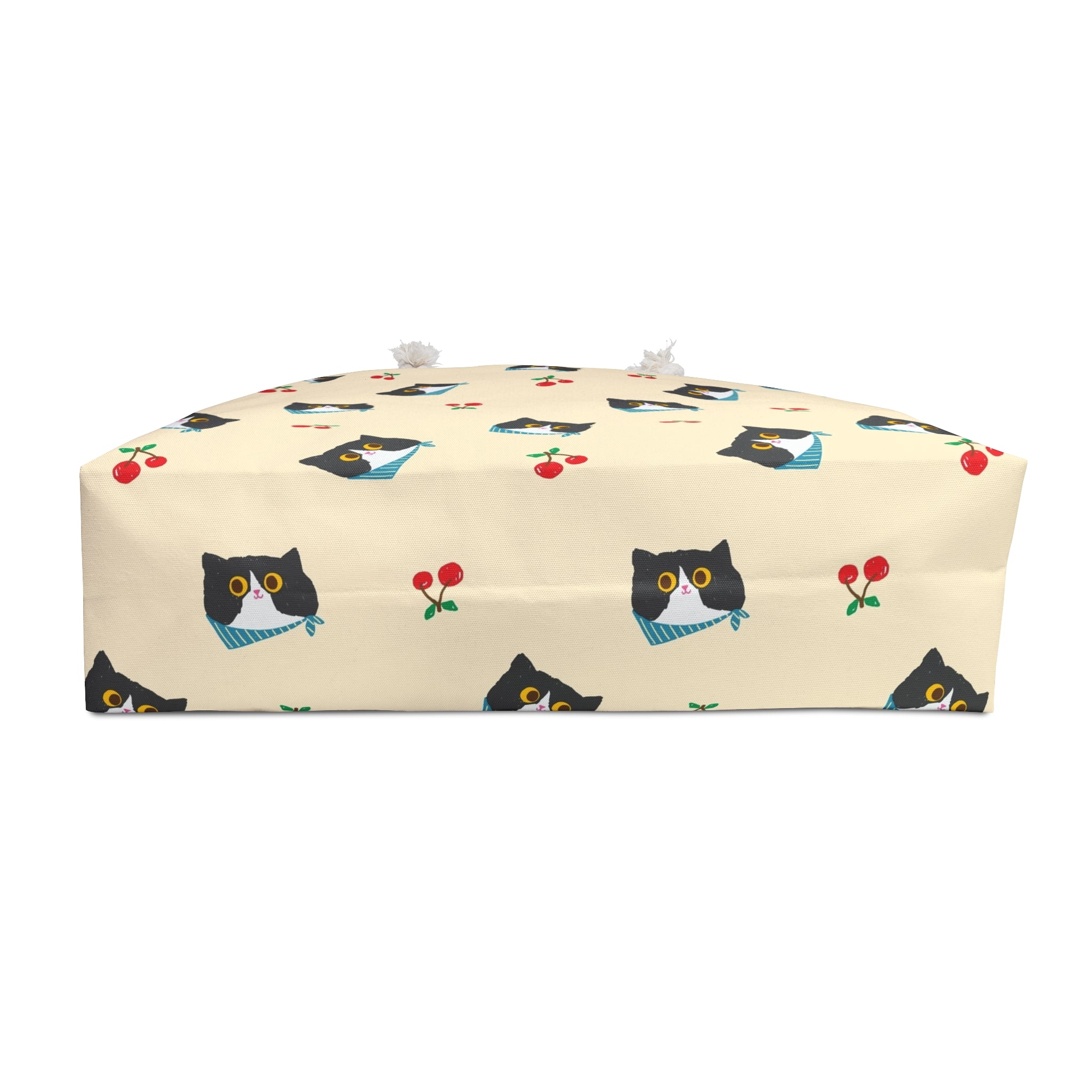 Cat Face & Cherry Pattern Weekender Bag