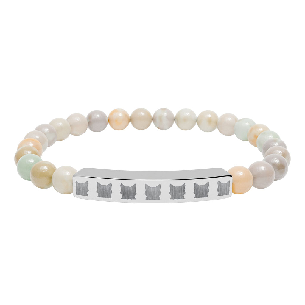 Engraved Natural Stone Stretch Bar Bracelet