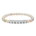 Engraved Natural Stone Stretch Bar Bracelet