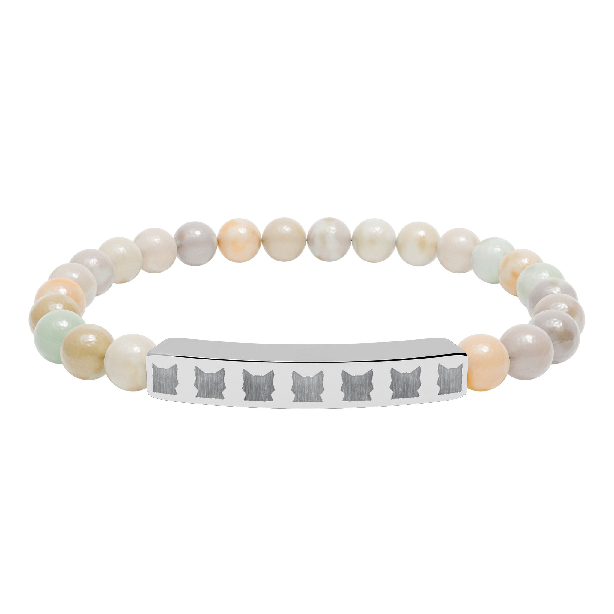 Engraved Natural Stone Stretch Bar Bracelet