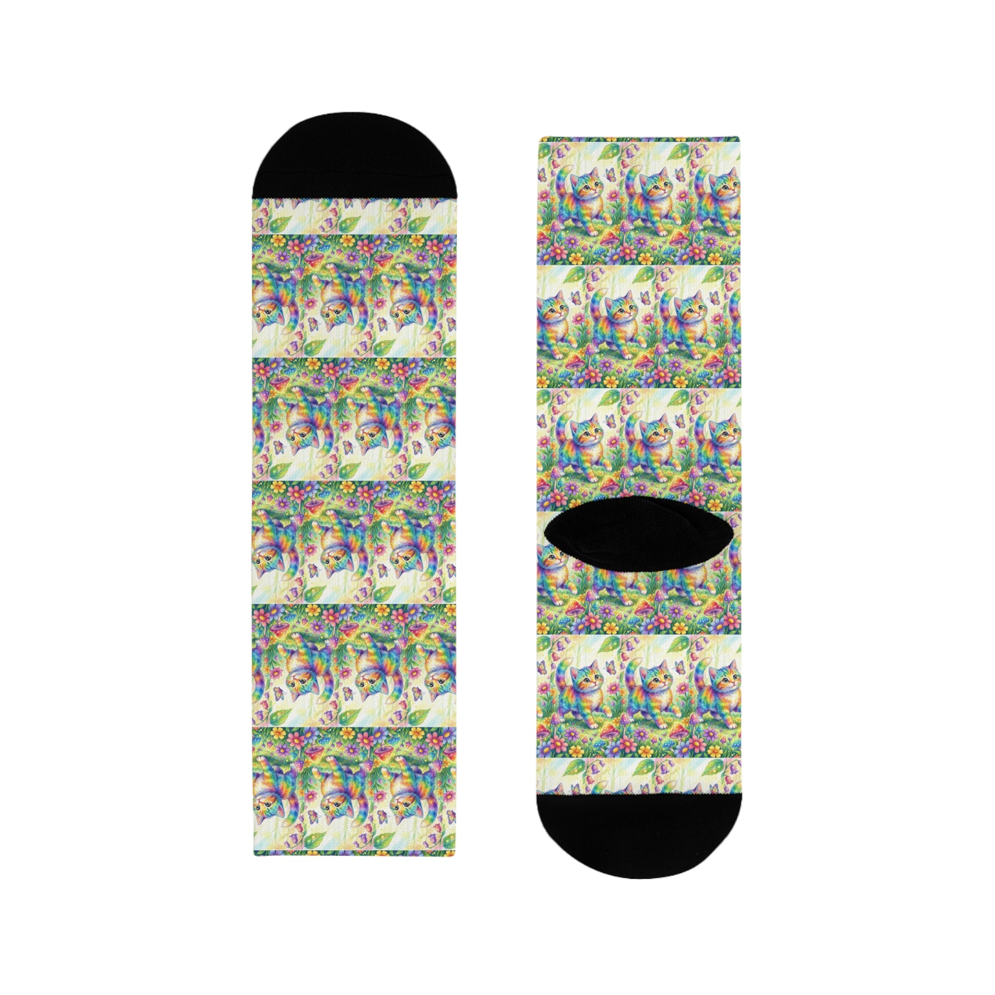Colorful Cat Pattern Crew Socks