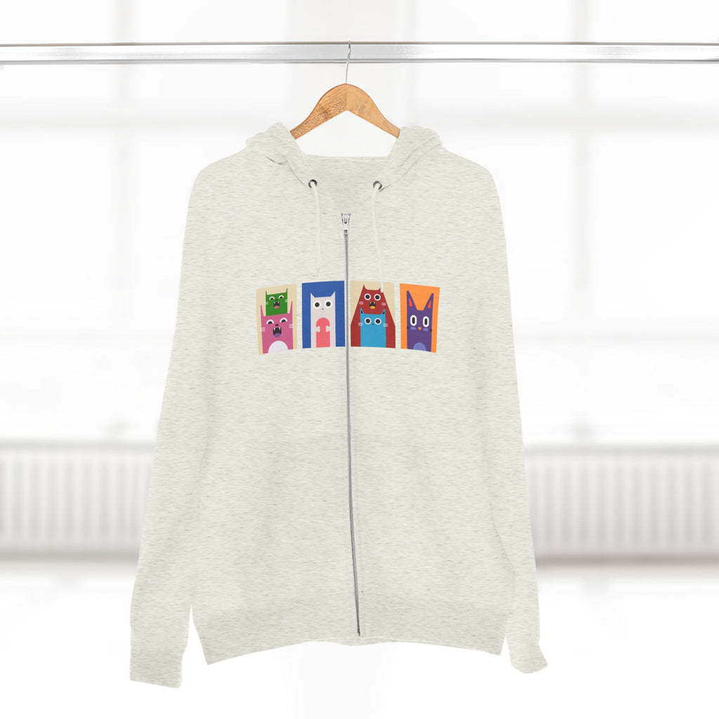 Colorful Cat Panels Zip Hoodie
