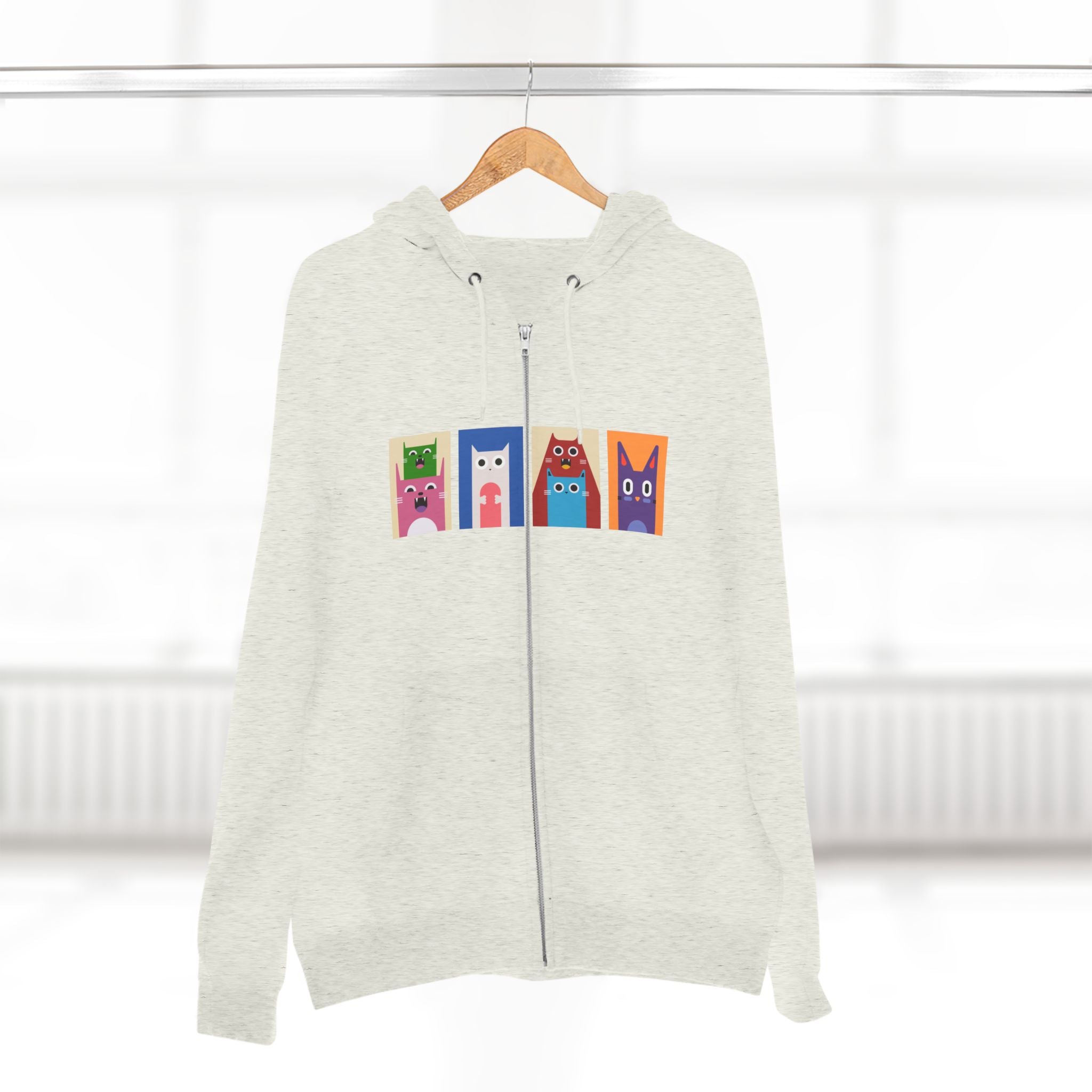 Colorful Cat Panels Zip Hoodie
