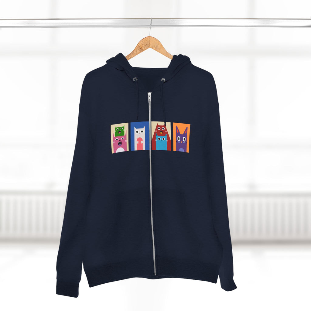 Colorful Cat Panels Zip Hoodie