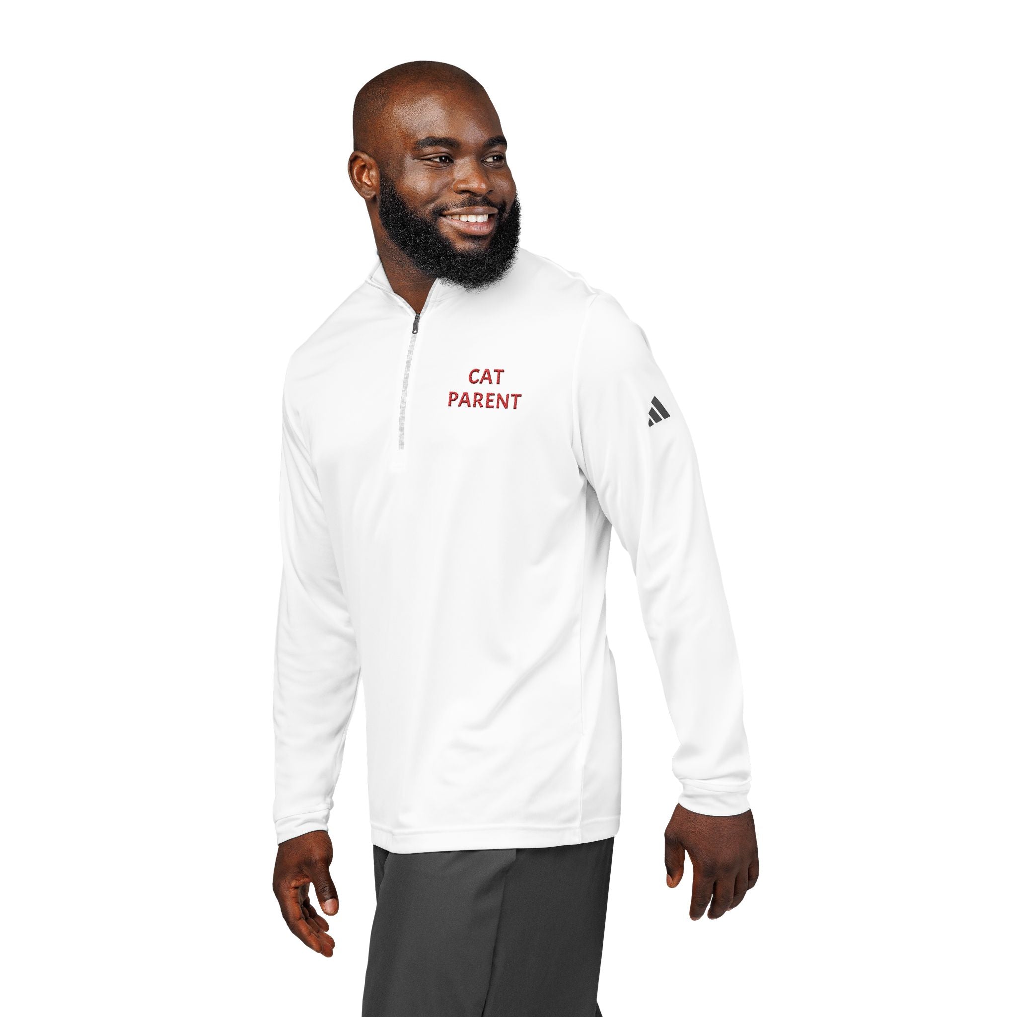 "Cat Parent" Embroidered Quarter-Zip Pullover