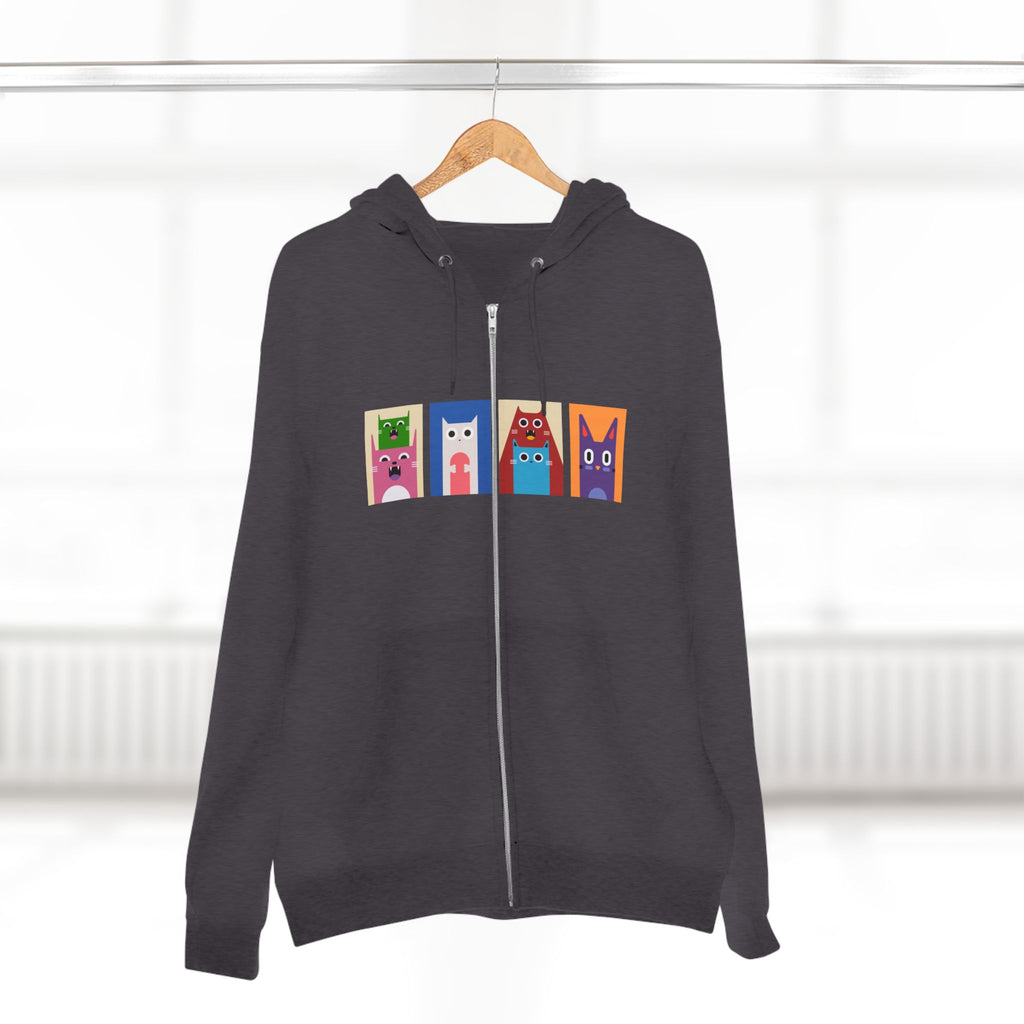 Colorful Cat Panels Zip Hoodie