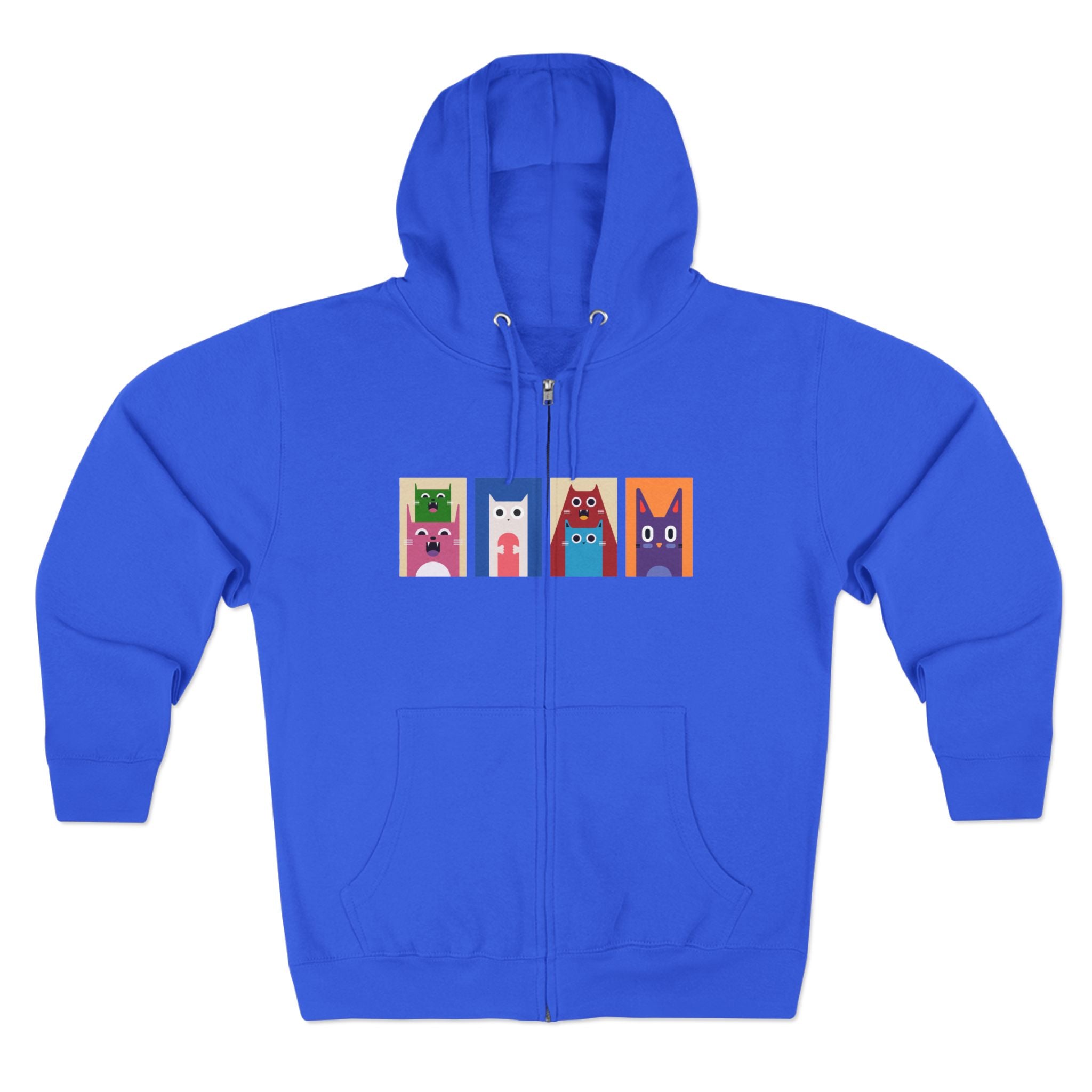Colorful Cat Panels Zip Hoodie