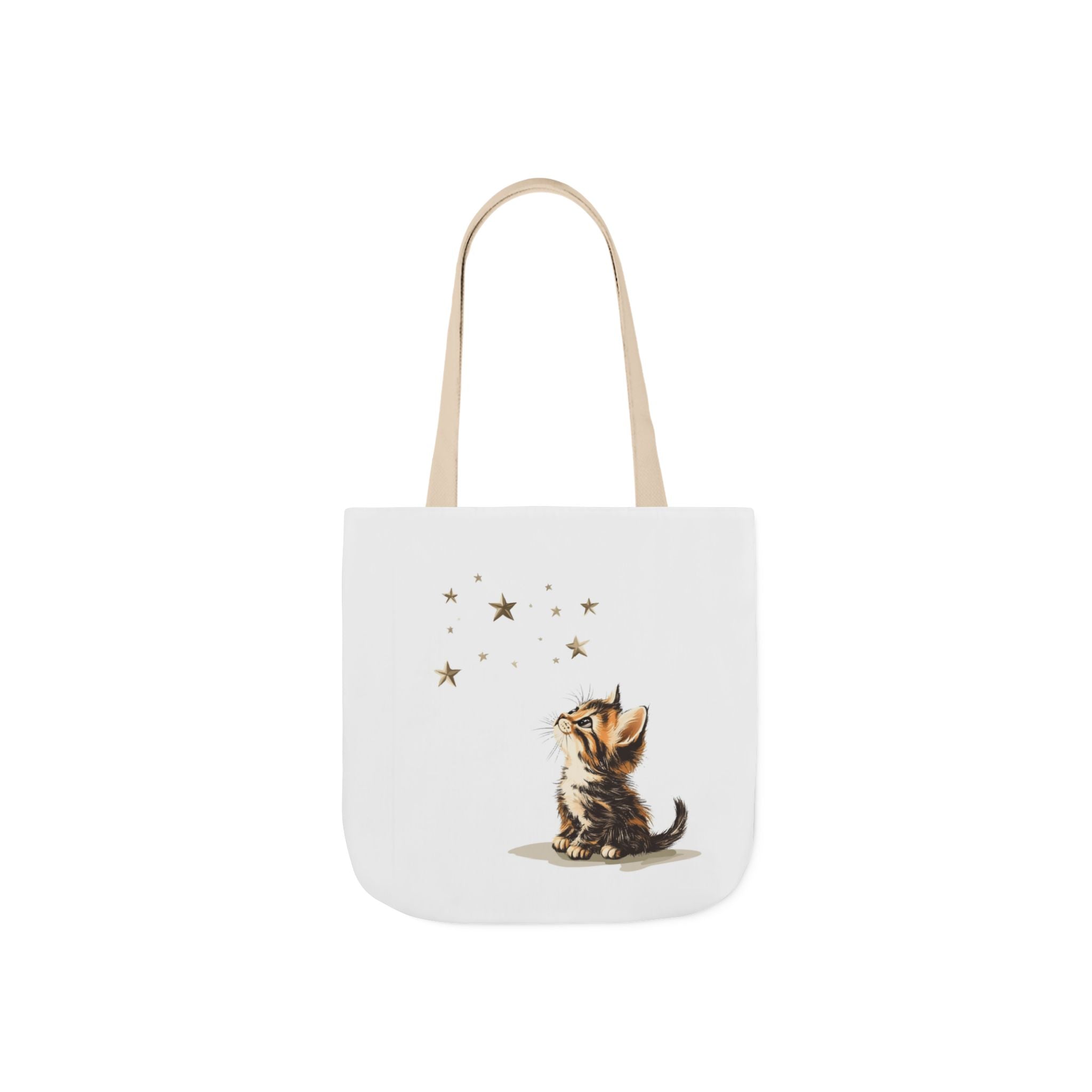 Kitten and Stars Canvas Tote Bag