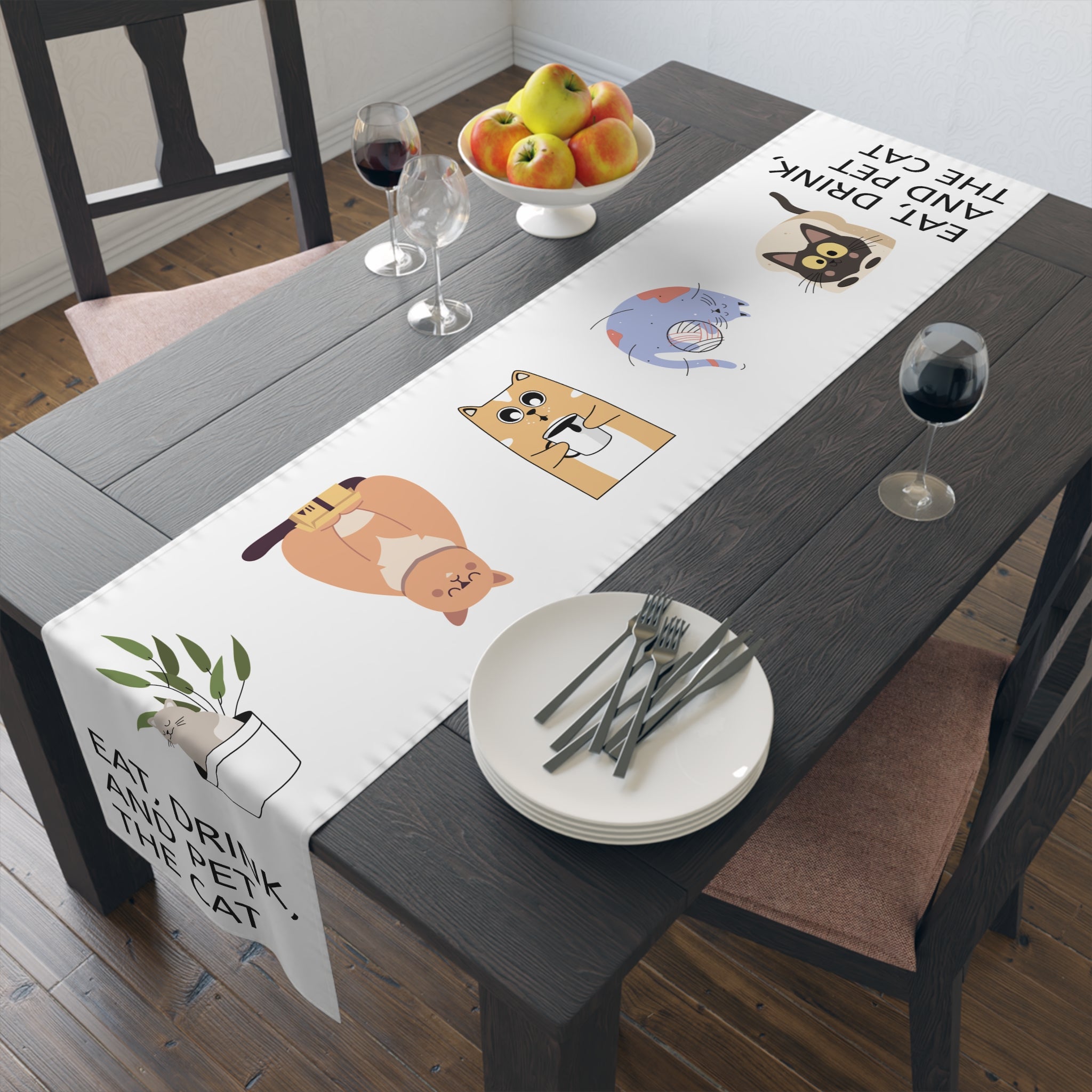 Table Runner - "Eat, Drink, and Pet the Cat"