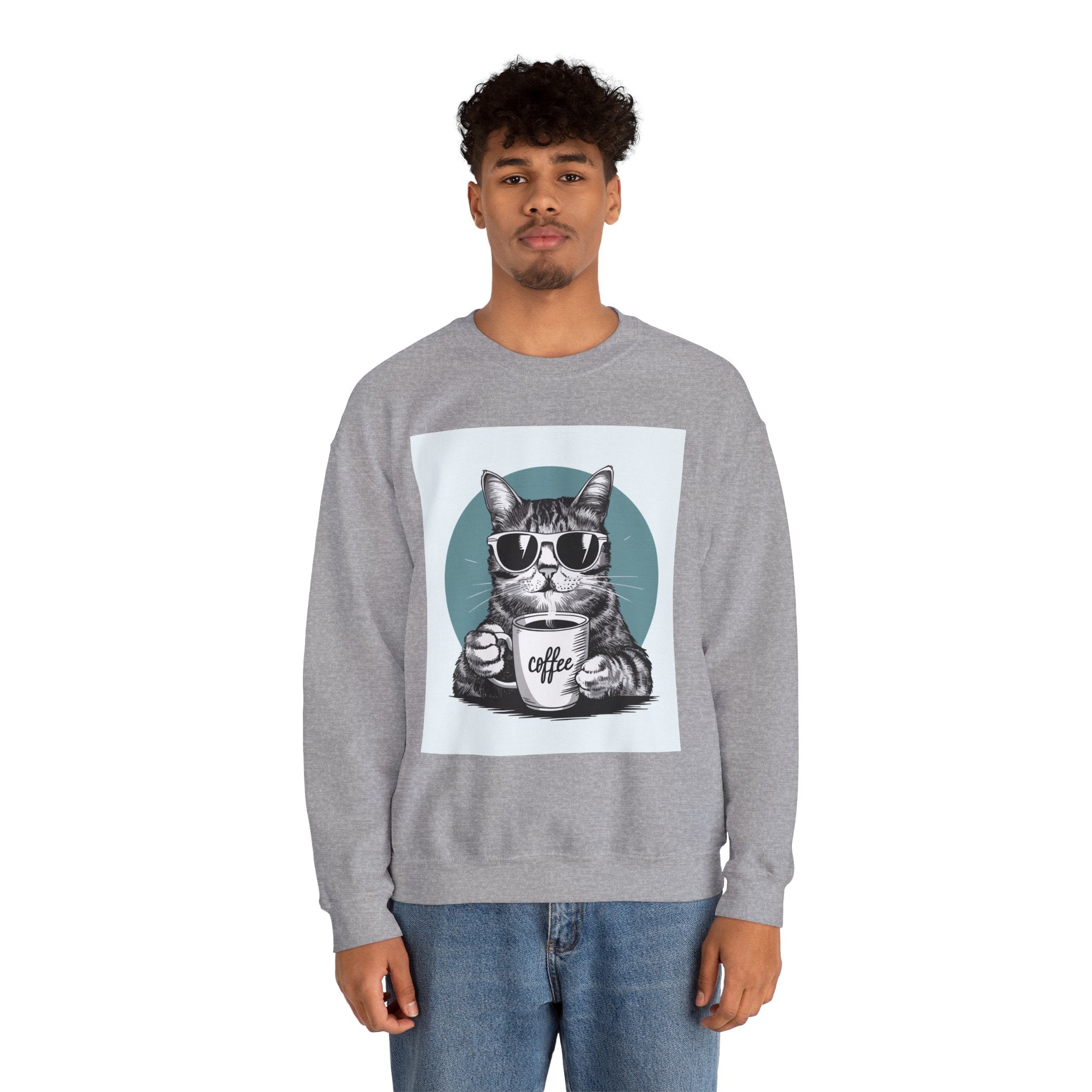 Cat with Coffee Sweatshirt