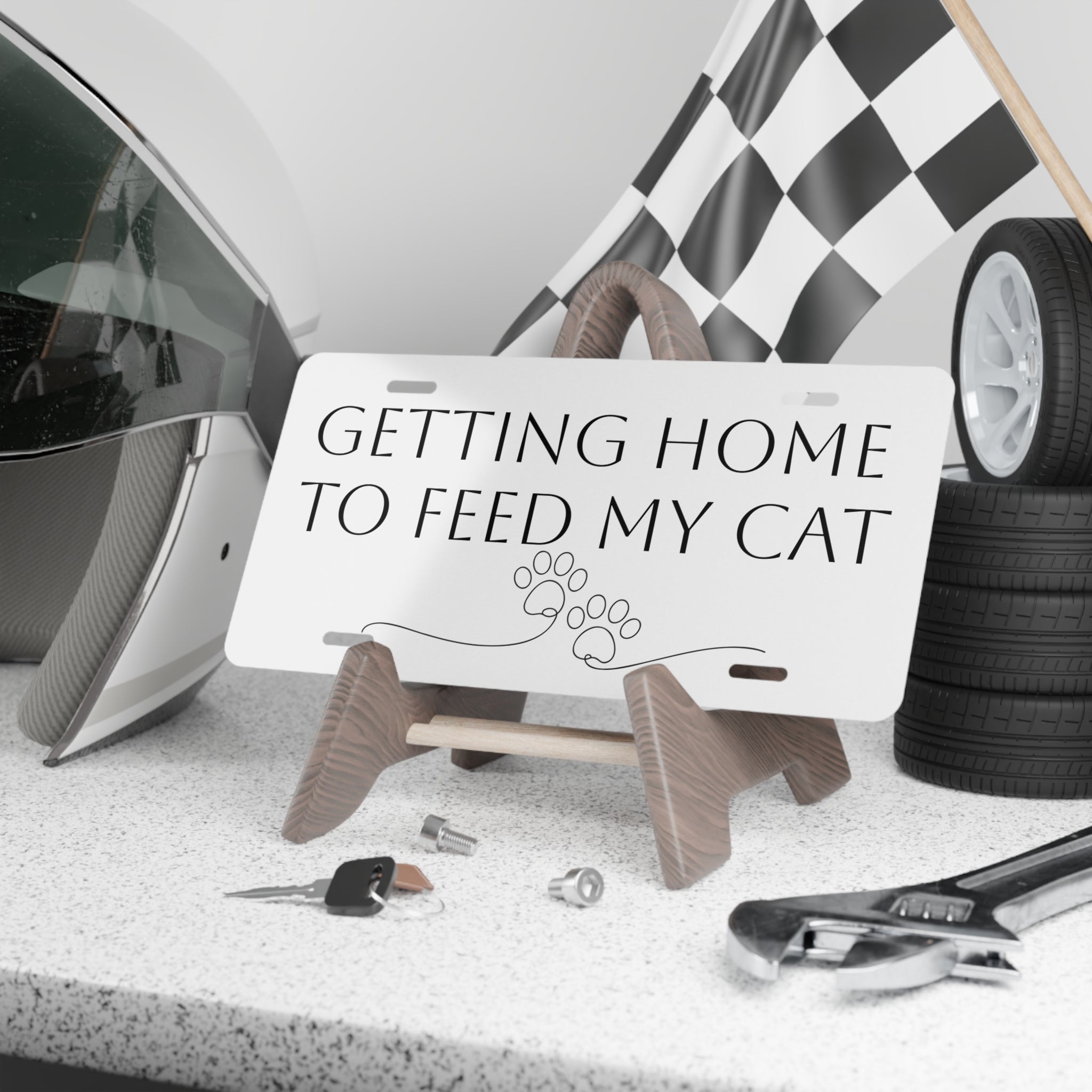 Vanity Plate — "Getting Home to Feed My Cat"