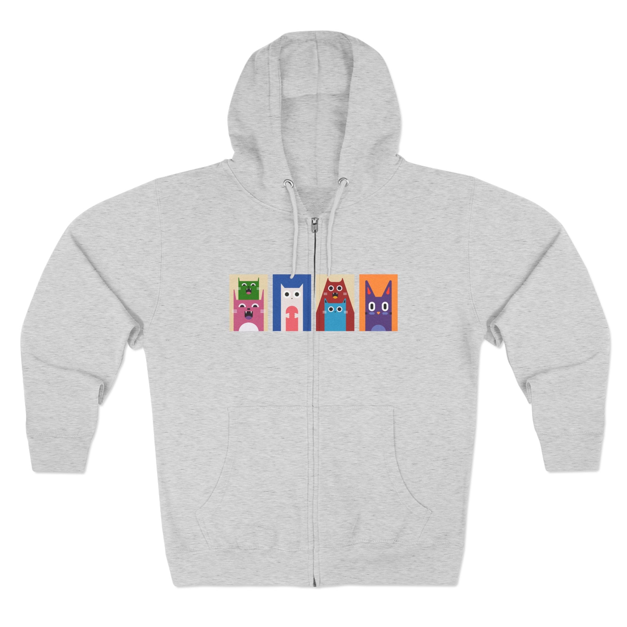 Colorful Cat Panels Zip Hoodie