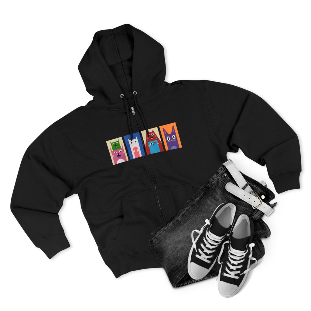 Colorful Cat Panels Zip Hoodie
