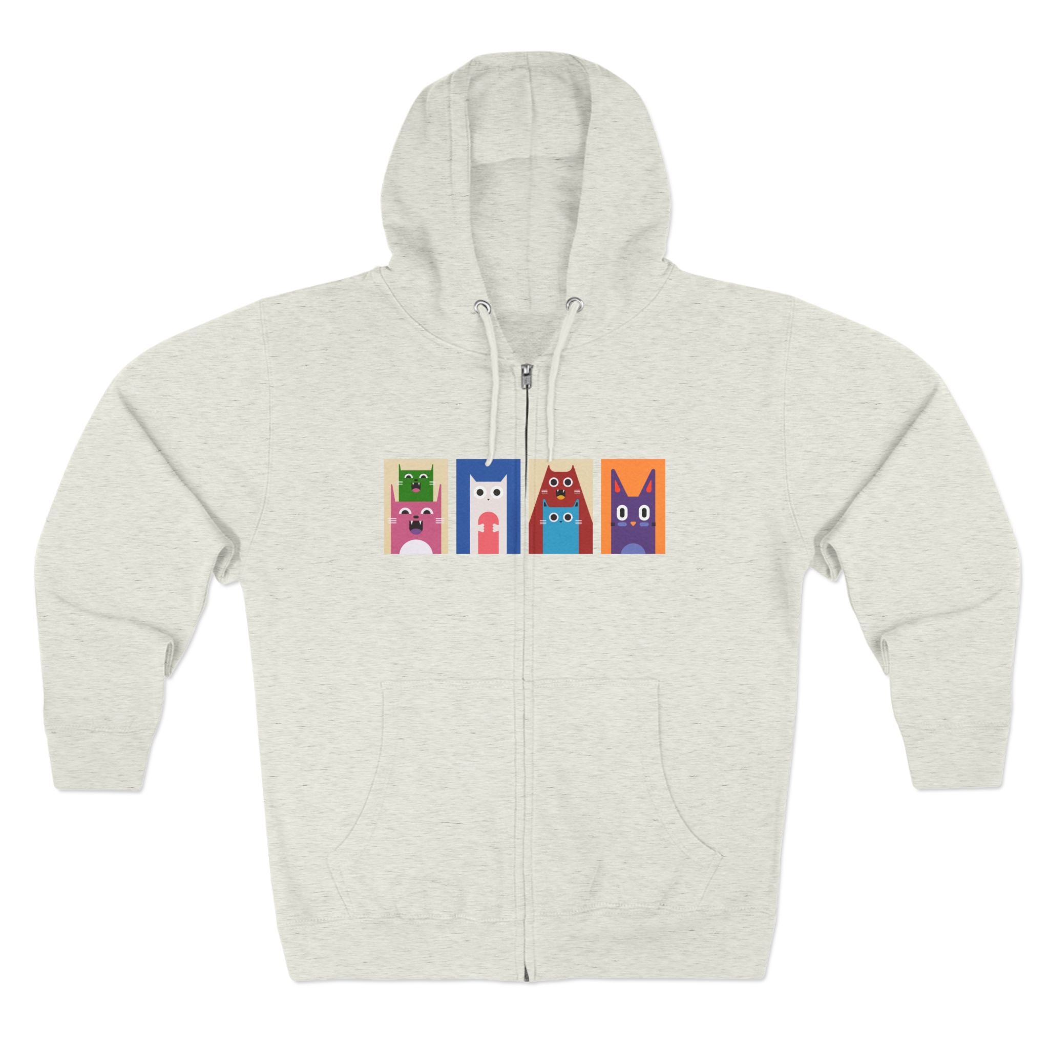 Colorful Cat Panels Zip Hoodie