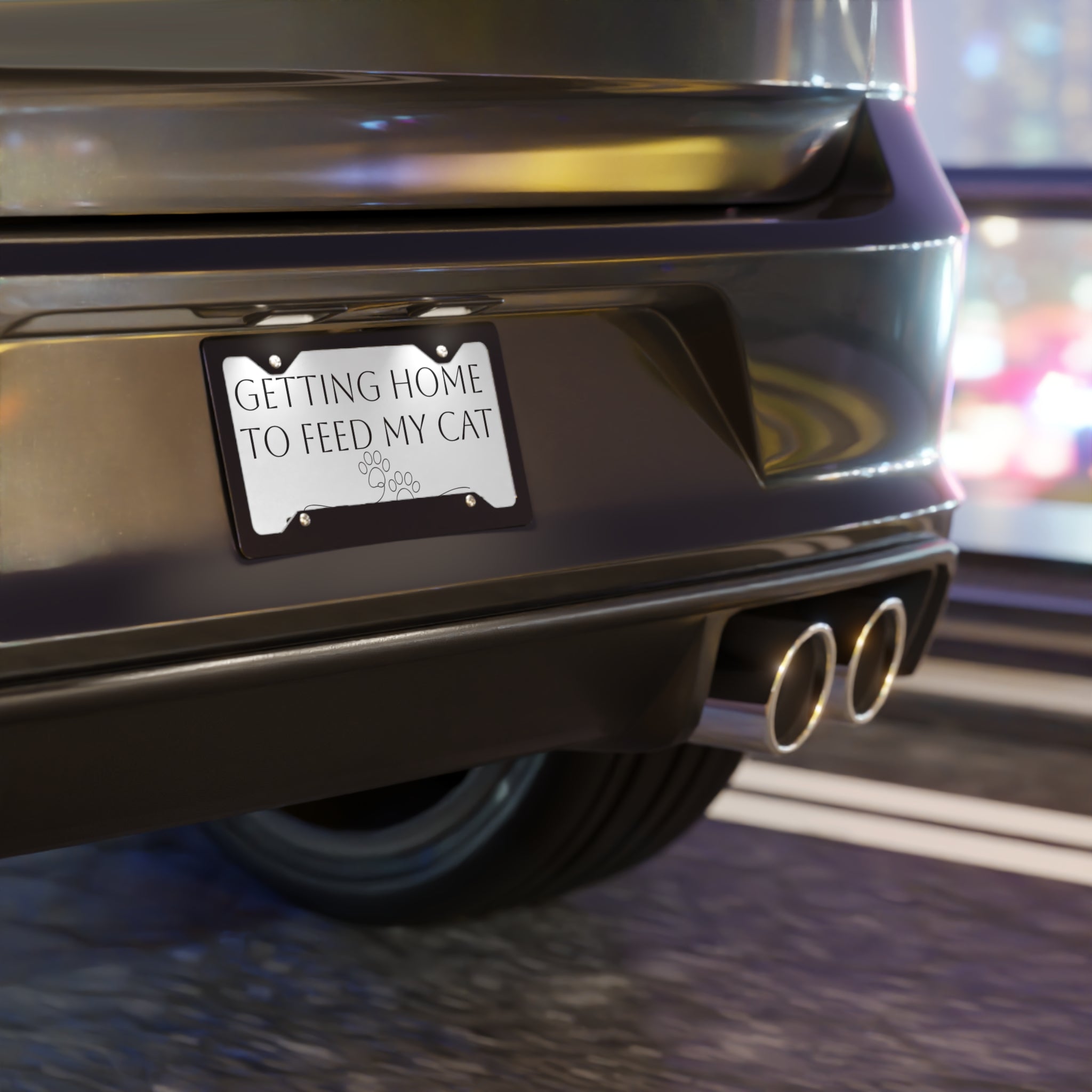 Vanity Plate — "Getting Home to Feed My Cat"