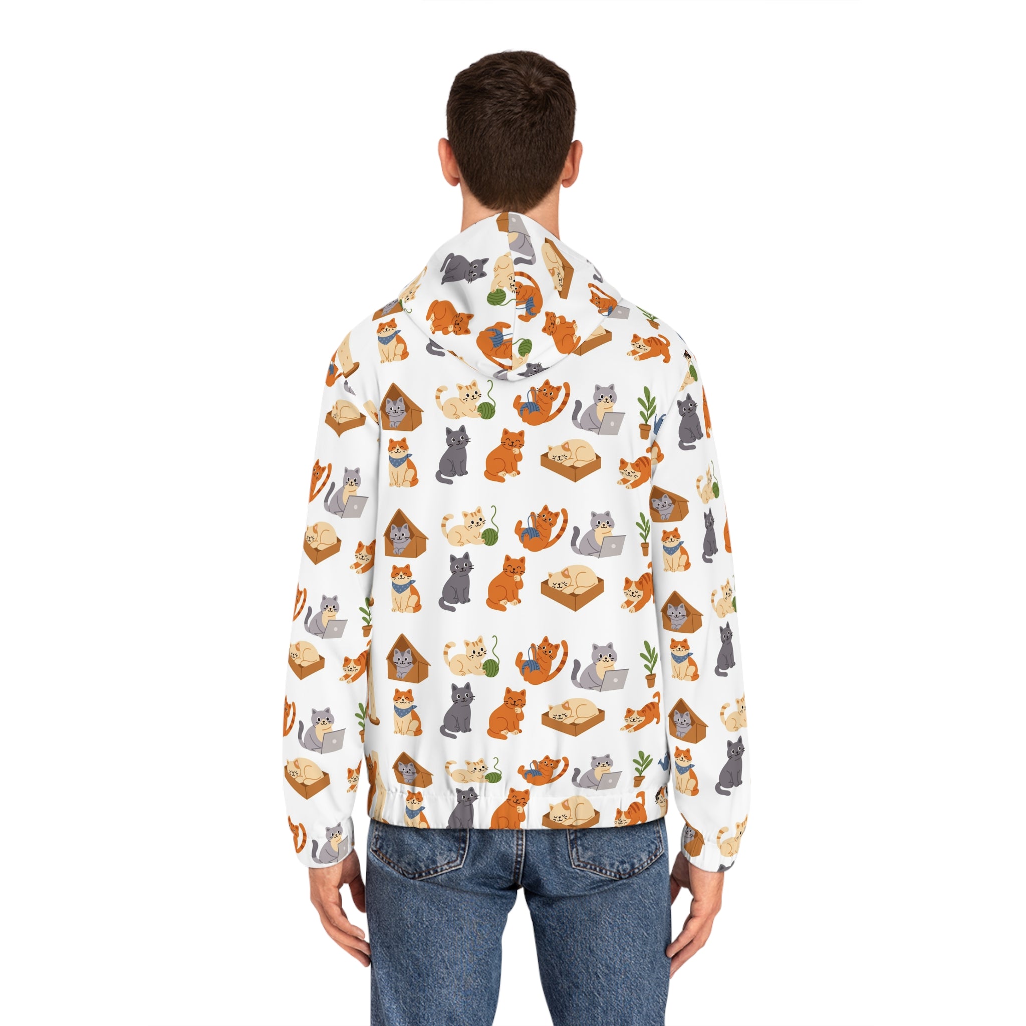 Cat Pattern Full-Zip Hoodie
