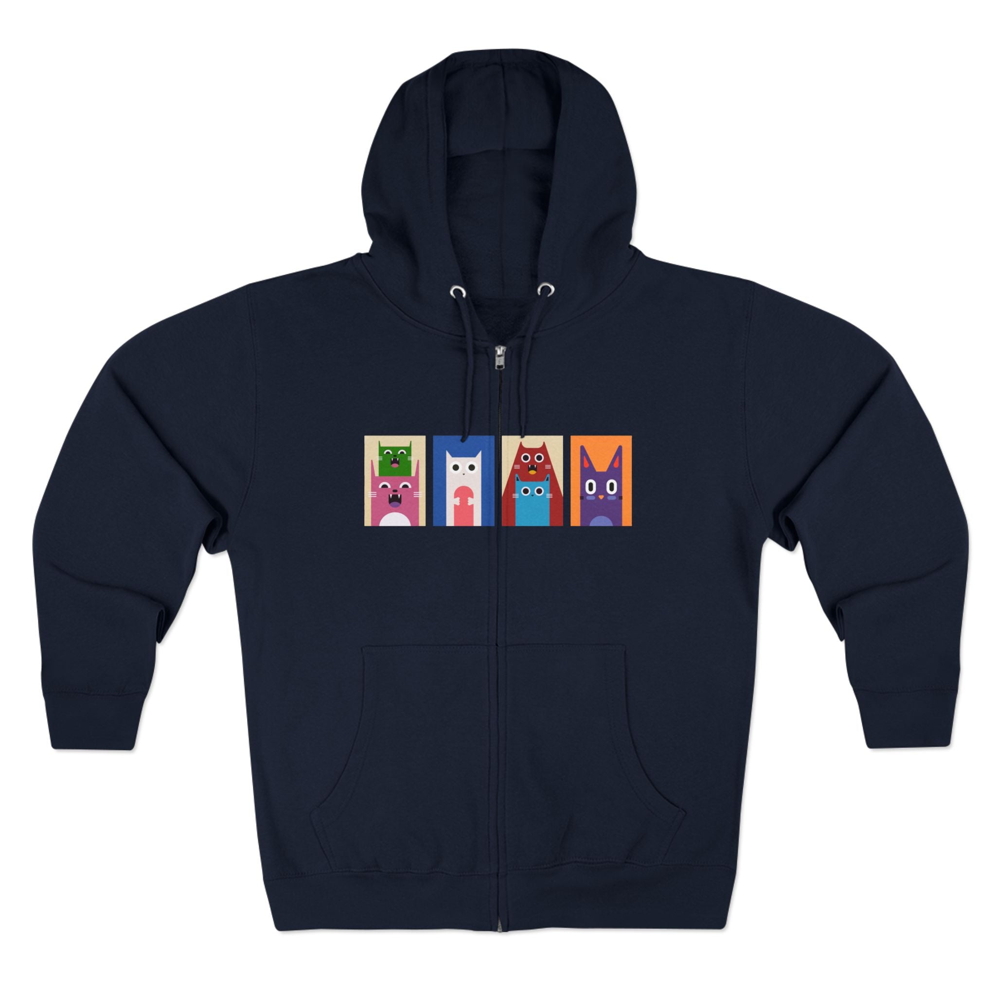 Colorful Cat Panels Zip Hoodie