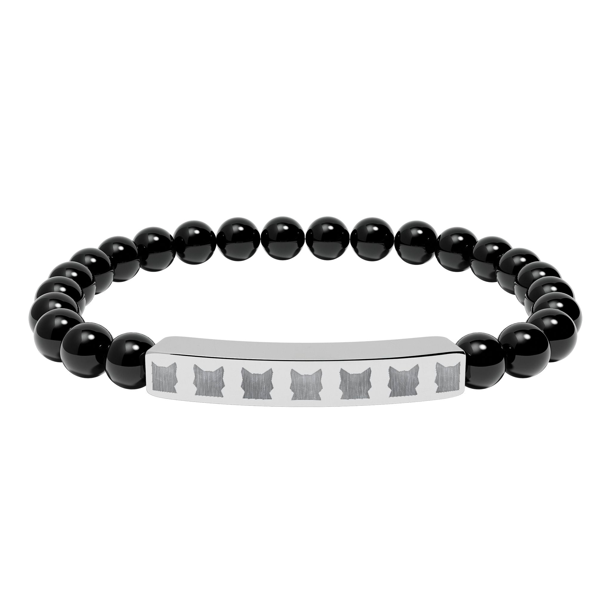 Engraved Natural Stone Stretch Bar Bracelet