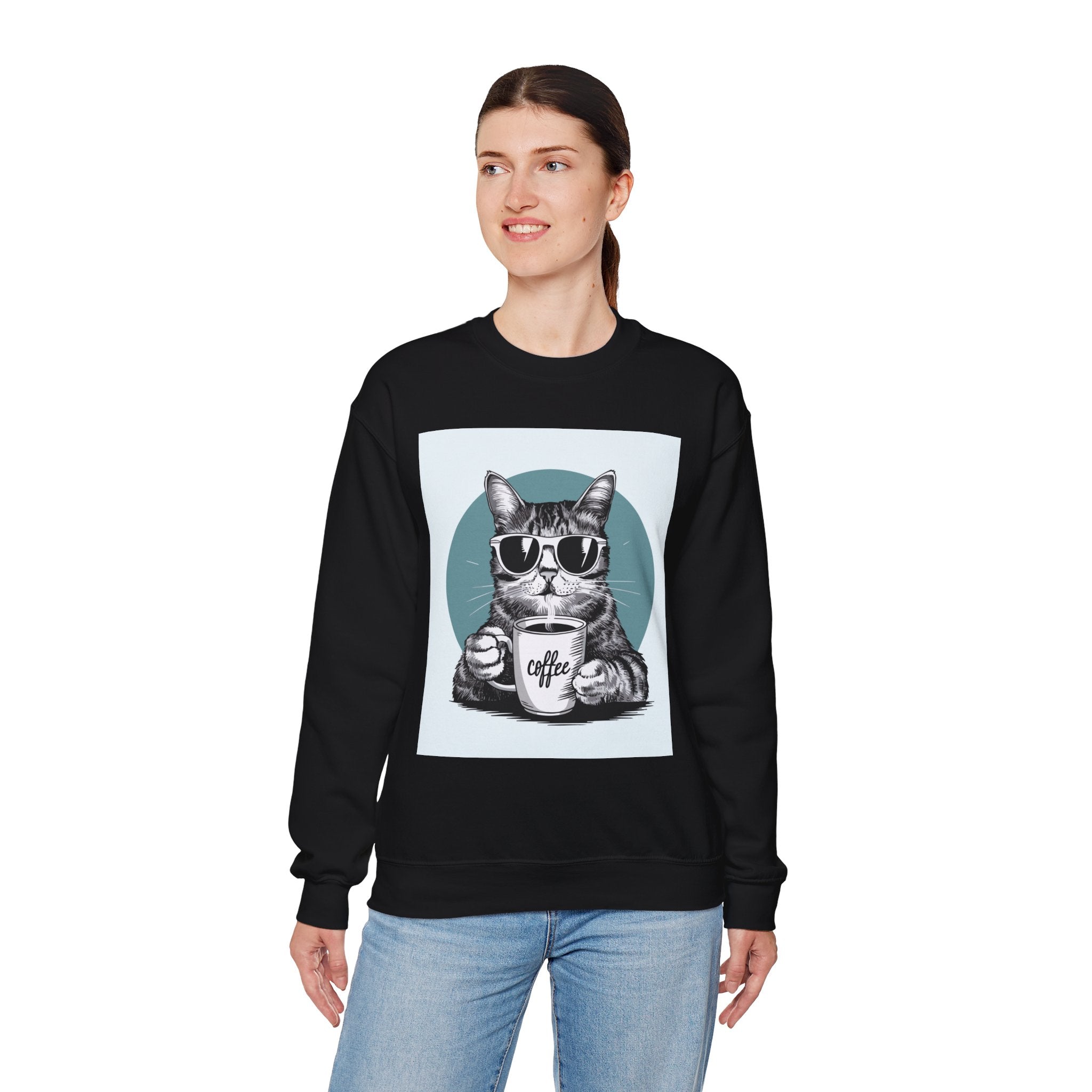 Cat with Coffee Sweatshirt