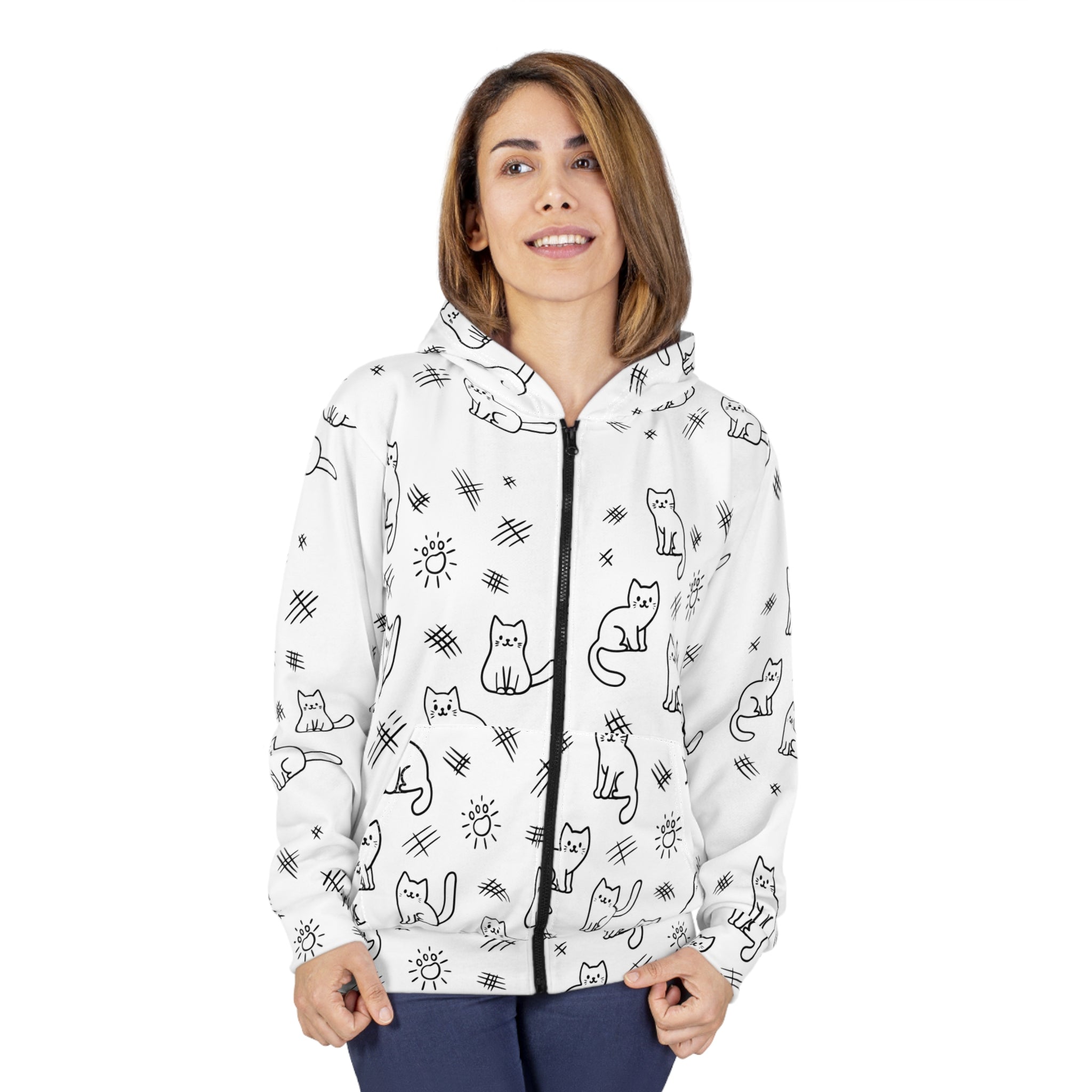 Cat Doodle Zip Hoodie