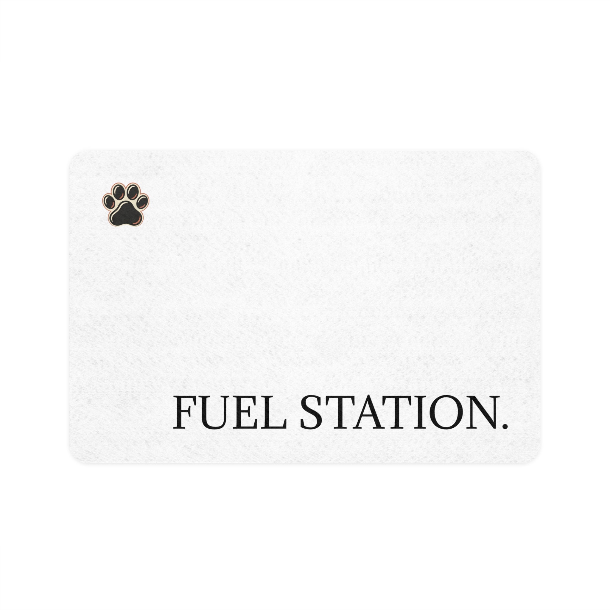 Cat Food Mat — "FUEL STATION."