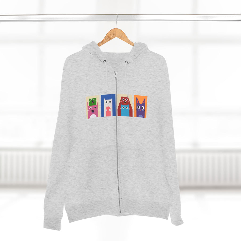 Colorful Cat Panels Zip Hoodie