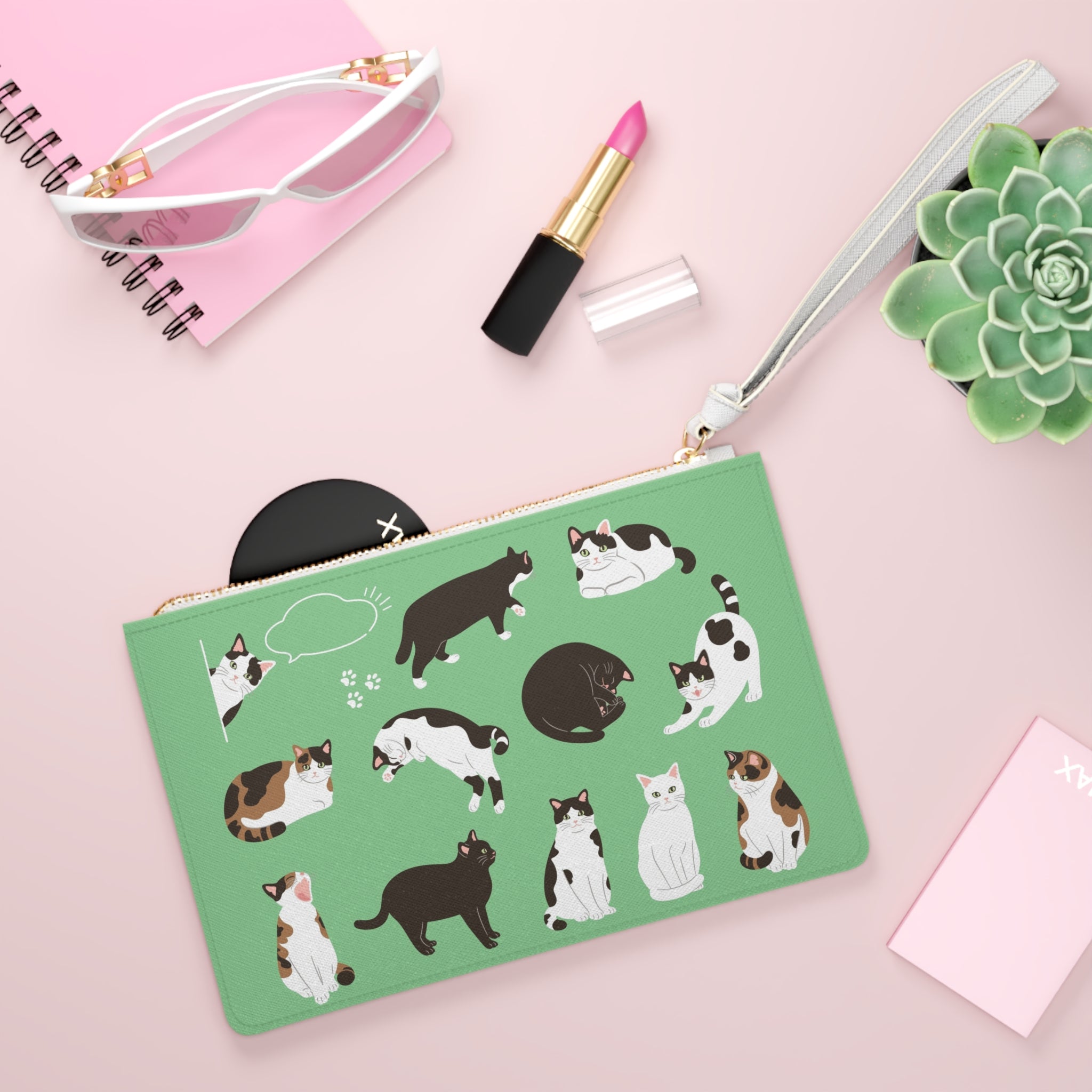 Cat Pattern Clutch Bag