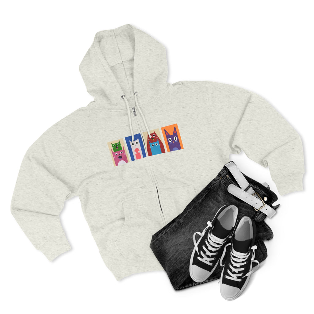 Colorful Cat Panels Zip Hoodie
