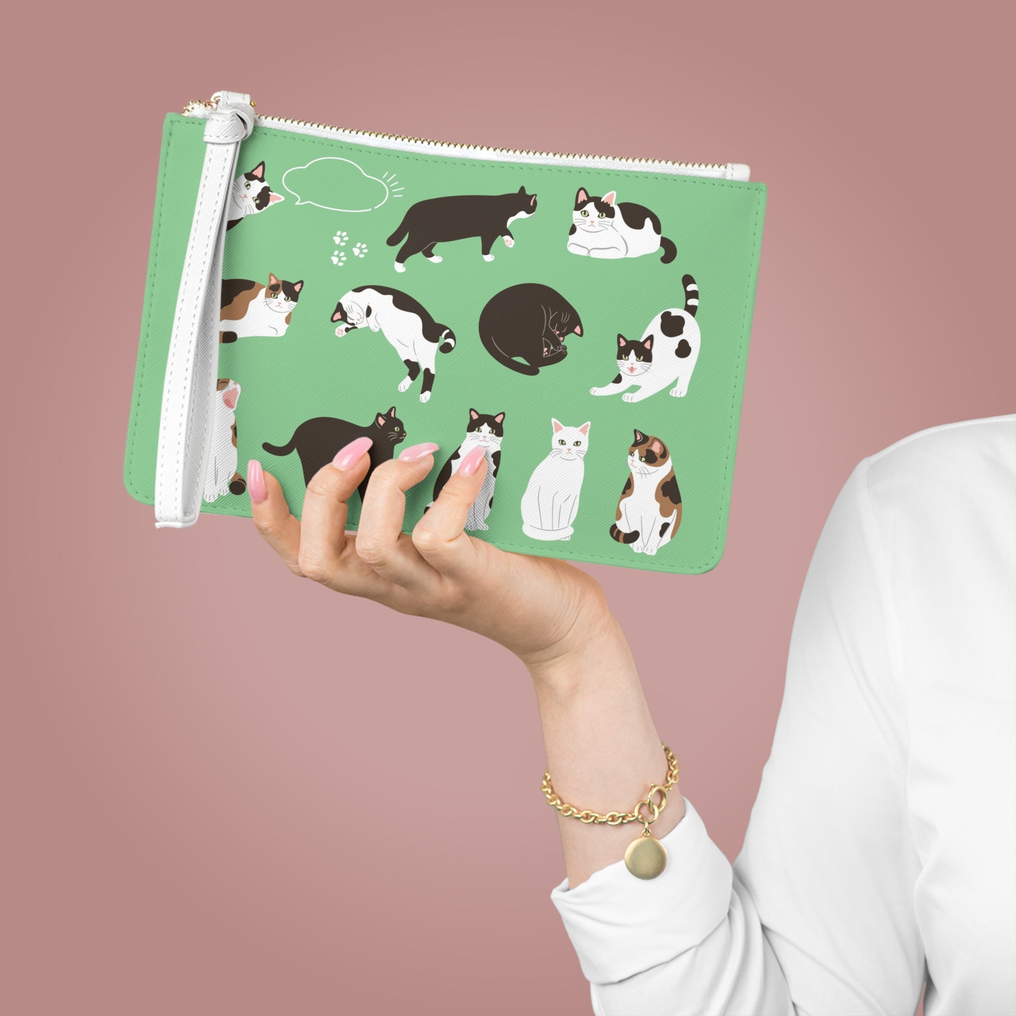 Cat Pattern Clutch Bag