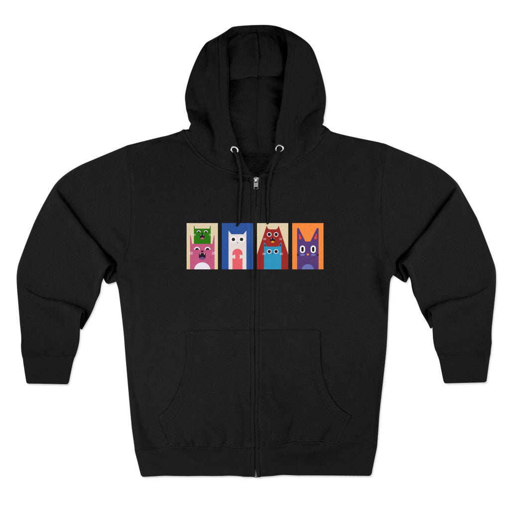Colorful Cat Panels Zip Hoodie