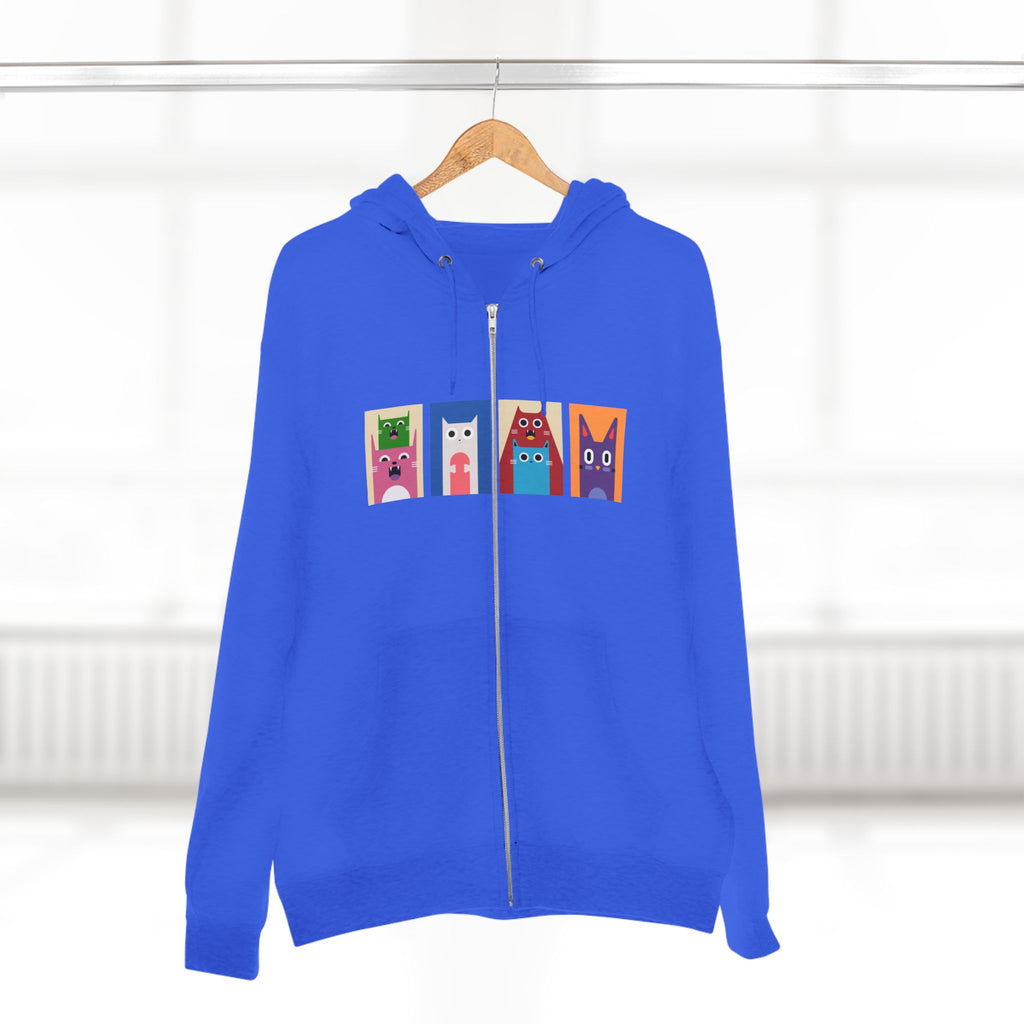Colorful Cat Panels Zip Hoodie