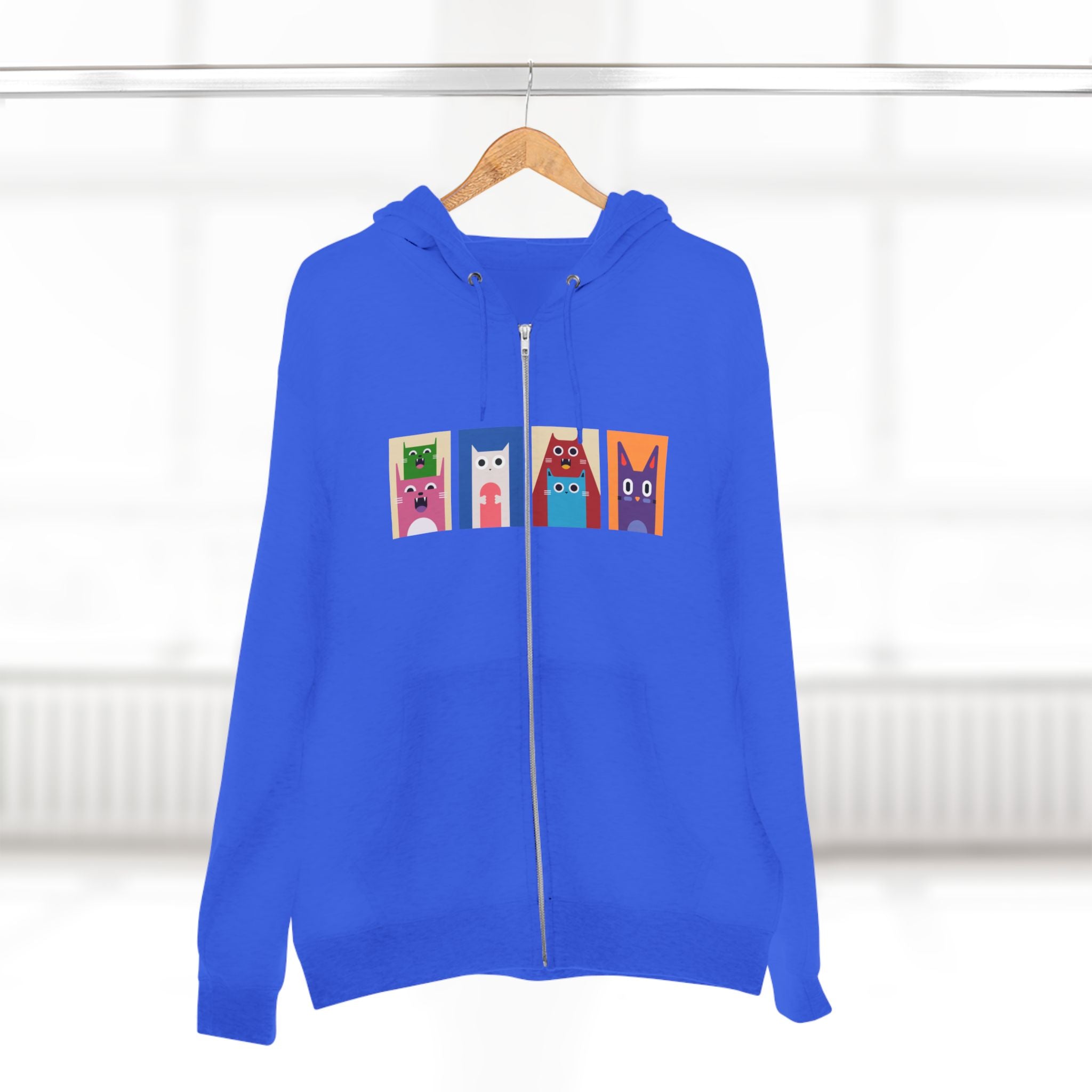 Colorful Cat Panels Zip Hoodie