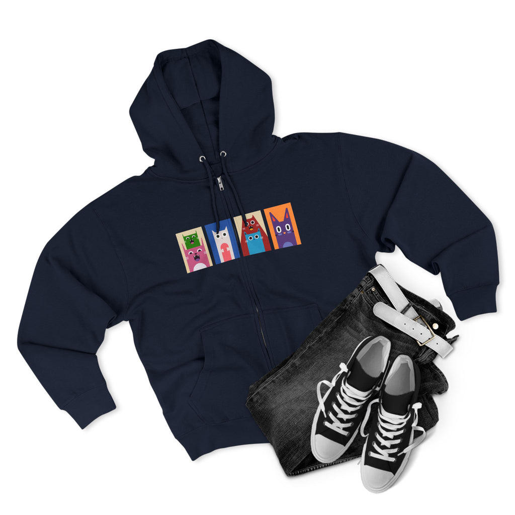 Colorful Cat Panels Zip Hoodie